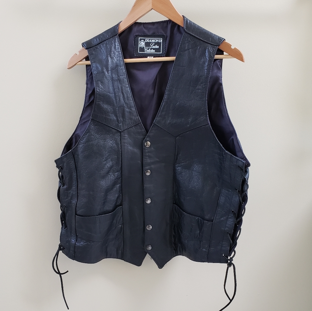 Vintage Leather Vest with laced sides